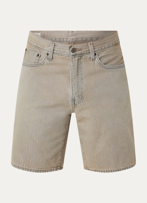 Levi's 468 straight leg korte broek van denim met gekleurde wassing - voorkant 2 beige