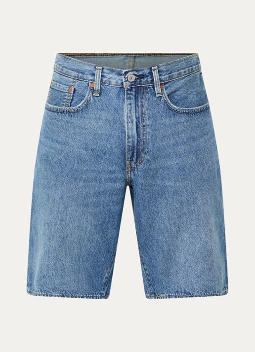 Levi's 478 loose fit korte broek van denim met medium wassing - voorkant 2 indigo