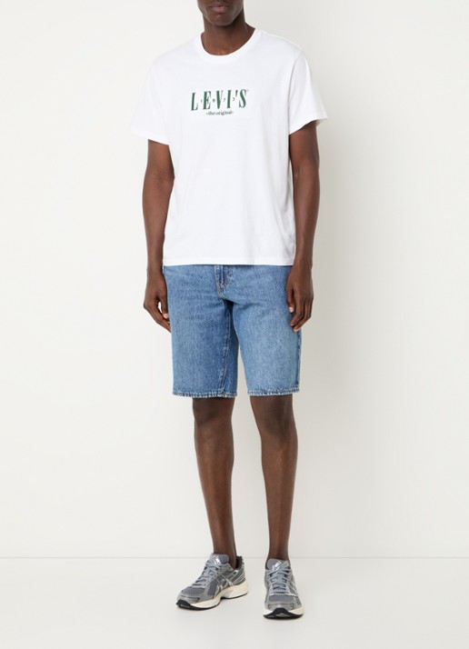 Levi's 478 loose fit korte broek van denim met medium wassing - voorkant 3 indigo