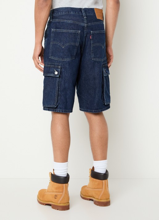 Levi's 478 loose fit korte cargobroek van denim - achterkant 3 indigo