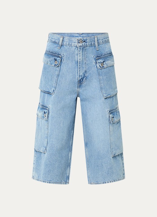 Levi's 478 loose fit korte cargobroek van denim  - voorkant 2 indigo