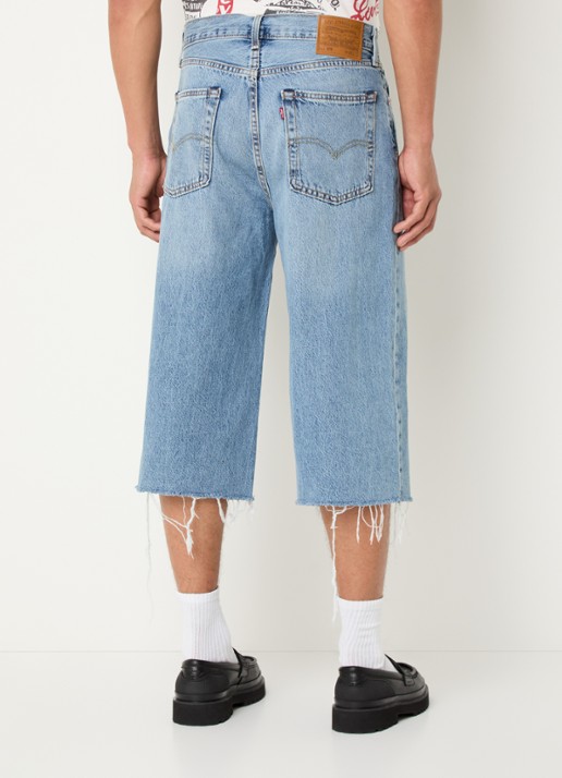 Levi's 478 wide fit korte broek van denim met lichte wassing - achterkant 2 indigo