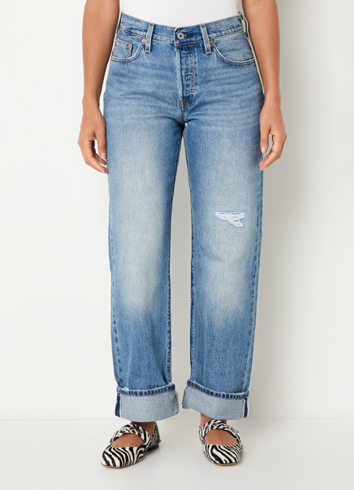 Levi's 501 90's high waist straight fit jeans met medium wassing