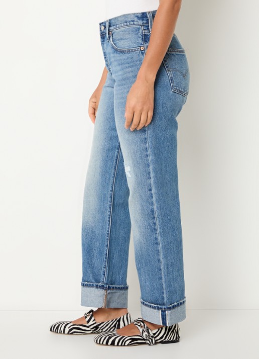 Levi's 501 90's high waist straight fit jeans met medium wassing - detail 5 indigo