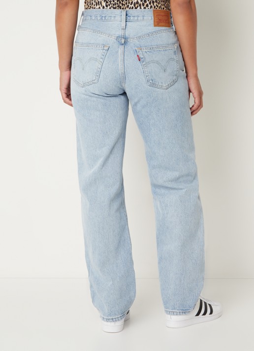 Levi's 501 90's high waist straight leg jeans met lichte wassing - achterkant indigo