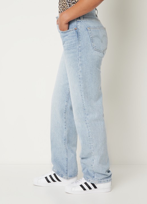 Levi's 501 90's high waist straight leg jeans met lichte wassing - detail 5 indigo