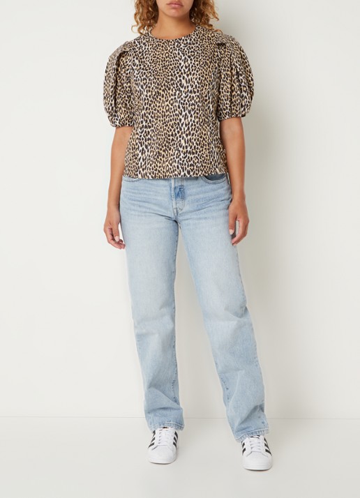 Levi's 501 90's high waist straight leg jeans met lichte wassing - voorkant 3 indigo