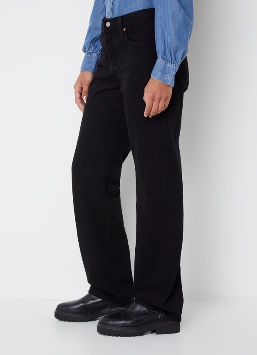 Levi's 501 90's Mid waist straight leg jeans met gekleurde wassing - detail 4 zwart