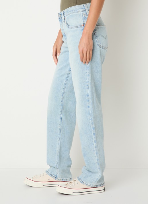 Levi's 501 90s mid waist straight leg jeans met lichte wassing - detail 4 indigo