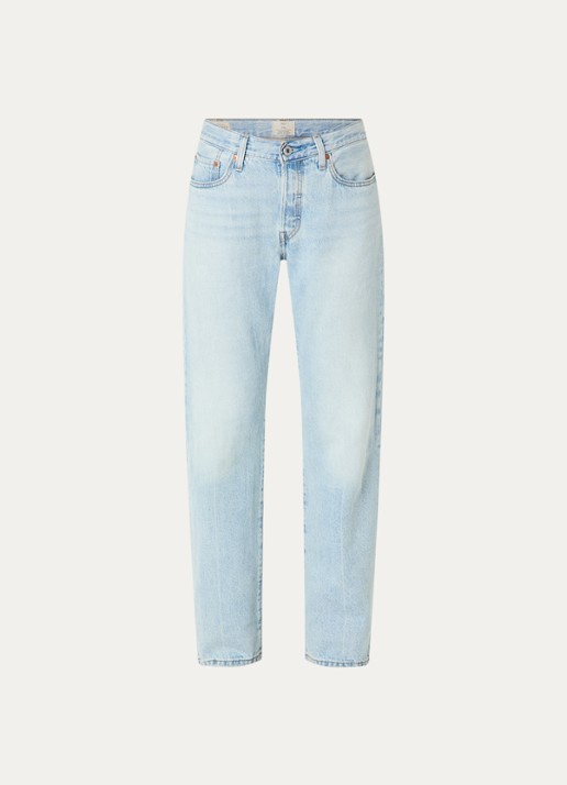 Levi's 501 90s mid waist straight leg jeans met lichte wassing - voorkant indigo
