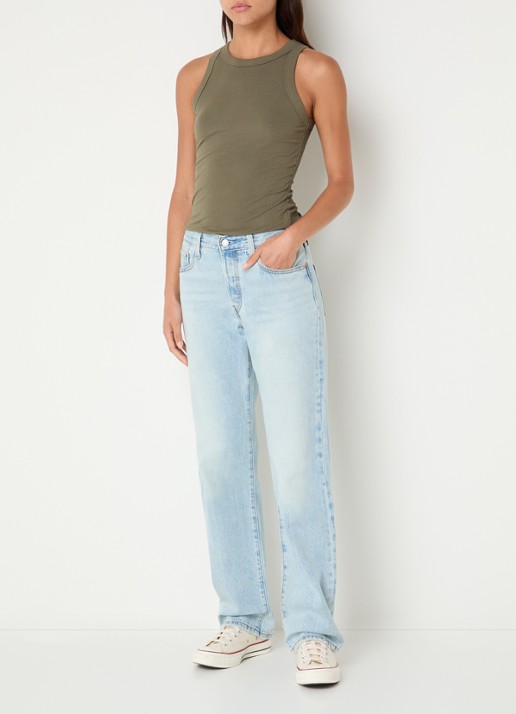 Levi's 501 90s mid waist straight leg jeans met lichte wassing - voorkant 2 indigo