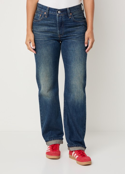 Levi's 501 '90s mid waist straight leg jeans met medium wassing - detail 4 indigo