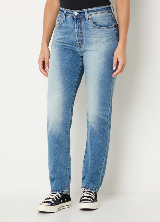 Levi's 501 Crop high waist slim fit jeans met lichte wassing
