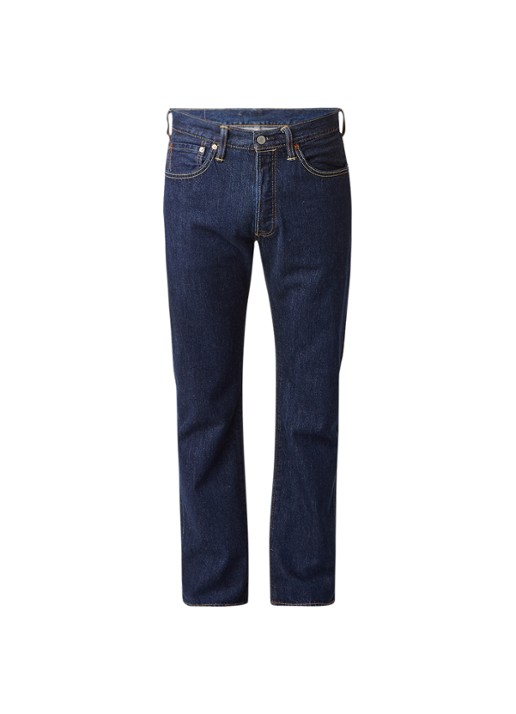 Levi's 501 high rise straight leg jeans in donkere wassing - voorkant indigo
