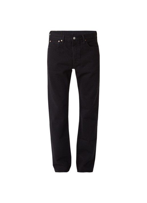 Levi's 501 high rise straight leg jeans met knoopsluiting - voorkant 4 zwart