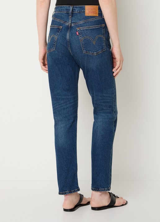 Levi's 501 high waist slim fit cropped jeans met donkere wassing - achterkant 3 indigo