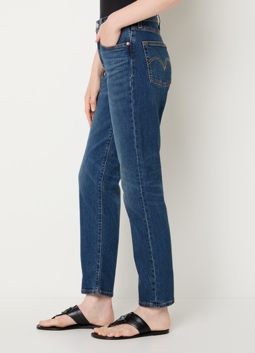 Levi's 501 high waist slim fit cropped jeans met donkere wassing - detail 2 indigo