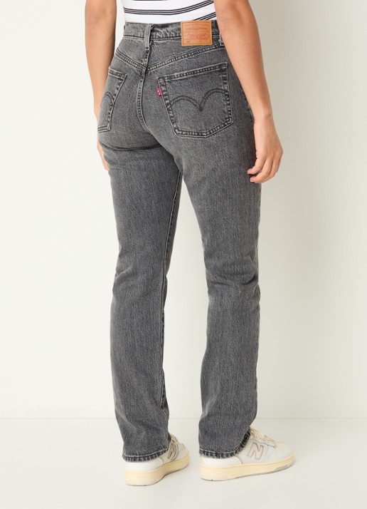 Levi's 501 high waist slim fit jeans met gekleurde wassing - achterkant 5 donkergrijs