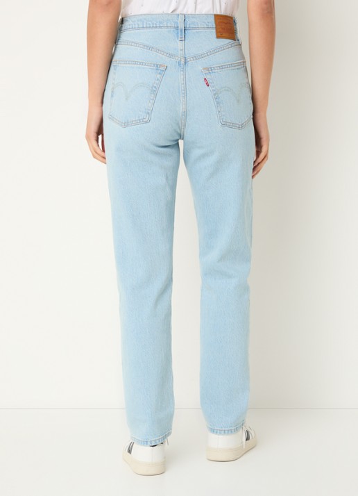 Levi's 501 high waist slim fit jeans met lichte wassing - achterkant indigo