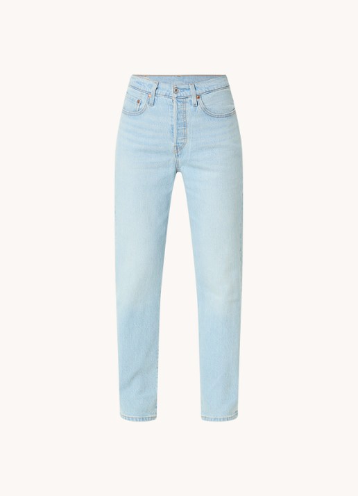 Levi's 501 high waist slim fit jeans met lichte wassing - voorkant 2 indigo
