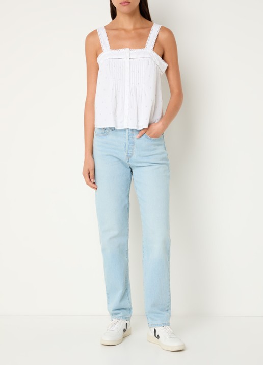 Levi's 501 high waist slim fit jeans met lichte wassing - voorkant 3 indigo