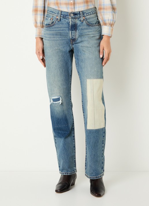 Levi's 501 high waist slim fit jeans met medium wassing
