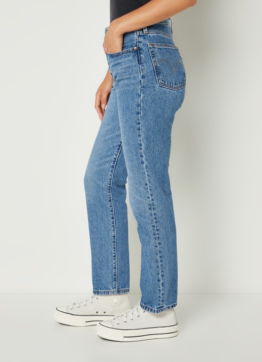 Levi's 501 High waist straight leg cropped jeans met medium wassing - detail 5 indigo