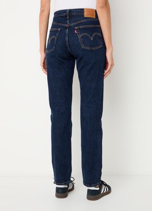Levi's 501 high waist straight leg jeans met donkere wassing - achterkant 3 indigo