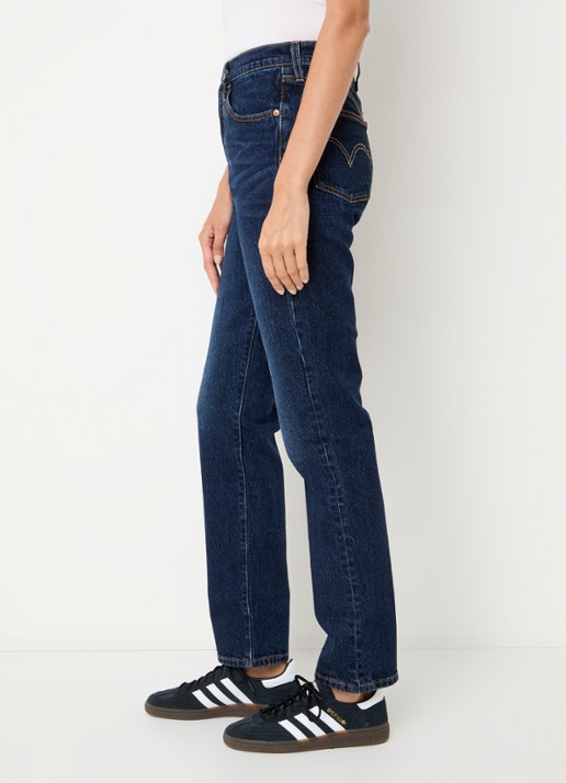 Levi's 501 high waist straight leg jeans met donkere wassing - detail 5 indigo
