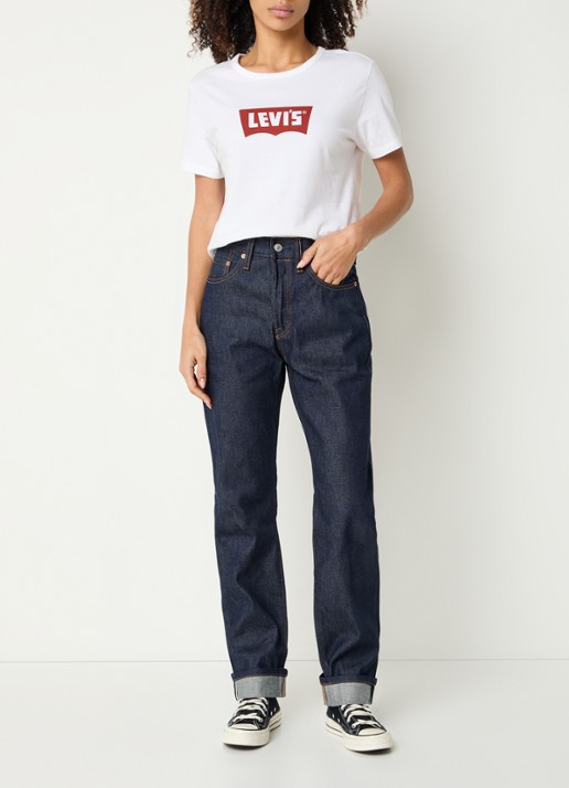 Levi's 501 high waist straight leg jeans met donkere wassing - voorkant 5 indigo