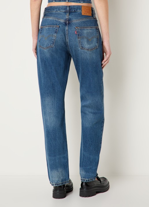 Levi's 501 high waist straight leg jeans met donkere wassing - achterkant indigo