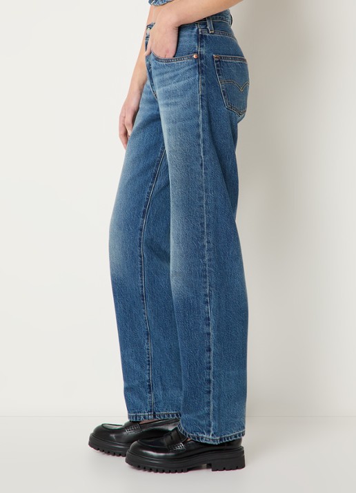 Levi's 501 high waist straight leg jeans met donkere wassing - detail 3 indigo