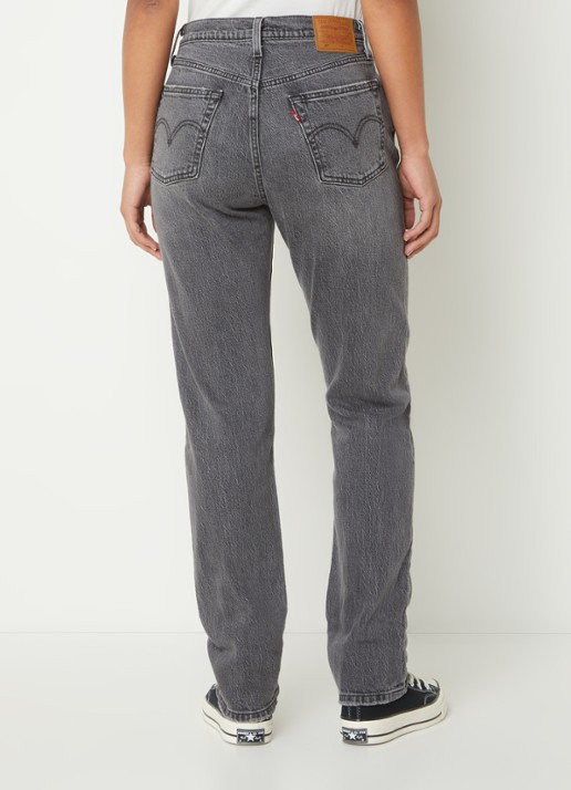 Levi's 501 high waist straight leg jeans met gekleurde wassing - achterkant grijs