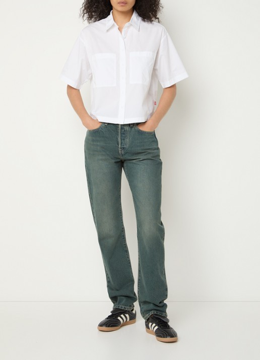 Levi's 501 high waist straight leg jeans met gekleurde wassing - voorkant 2 indigo