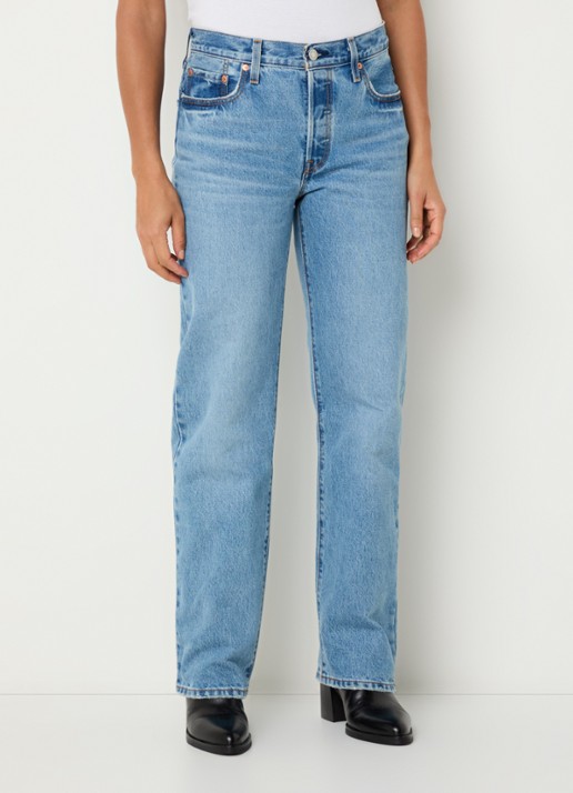 Levi's 501 high waist straight leg jeans met lichte wassing