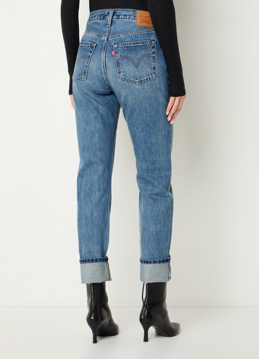 Levi's 501 high waist straight leg jeans met medium wassing - achterkant 5 indigo