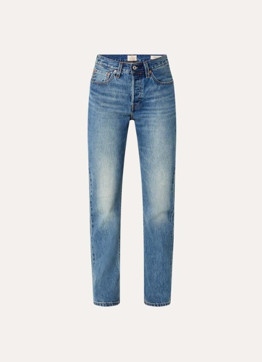 Levi's 501 high waist straight leg jeans met medium wassing - voorkant 3 indigo