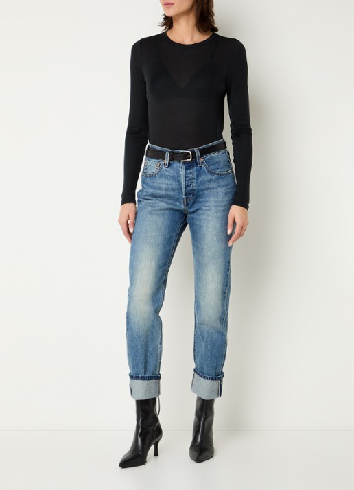 Levi's 501 high waist straight leg jeans met medium wassing - voorkant 4 indigo