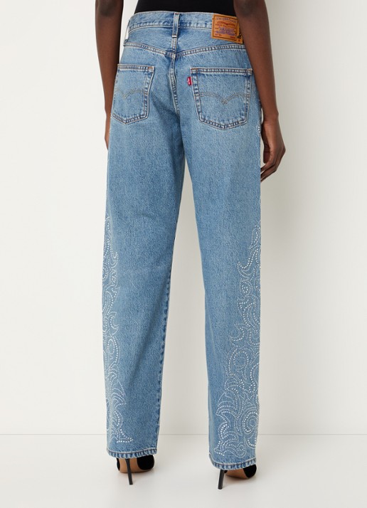 Levi's 501 high waist tapered jeans met strass - achterkant 3 indigo