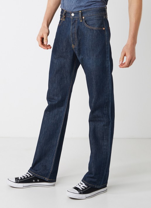 Levi's 501 mid waist straight leg jeans met donkere wassing
