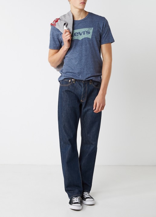 Levi's 501 mid waist straight leg jeans met donkere wassing - voorkant 5 indigo