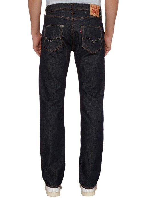 Levi's 501 mid waist straight leg jeans met donkere wassing - achterkant indigo
