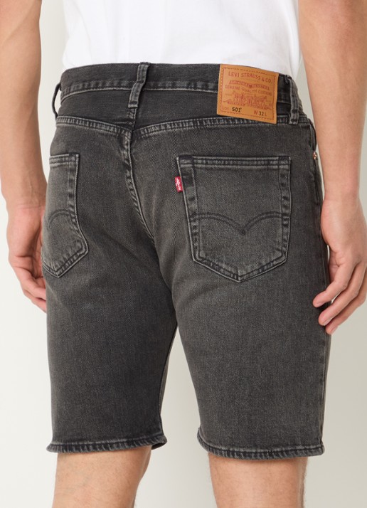 Levi's 501 skinny fit korte broek van denim met gekleurde wassing - achterkant 2 donkergrijs