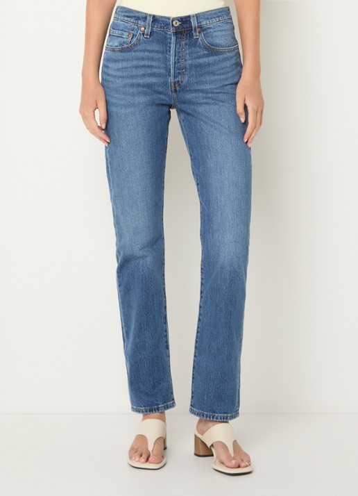 Levi's 501 slim fit jeans met medium wassing - detail indigo