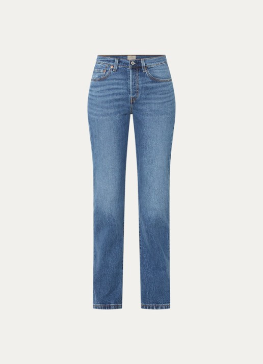 Levi's 501 slim fit jeans met medium wassing - voorkant 4 indigo