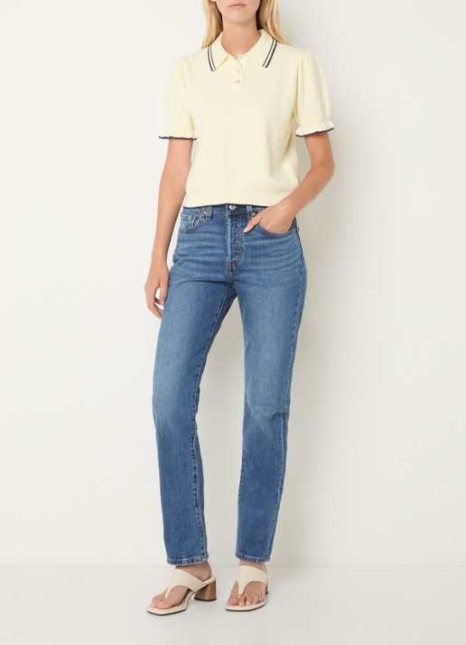 Levi's 501 slim fit jeans met medium wassing - voorkant 5 indigo