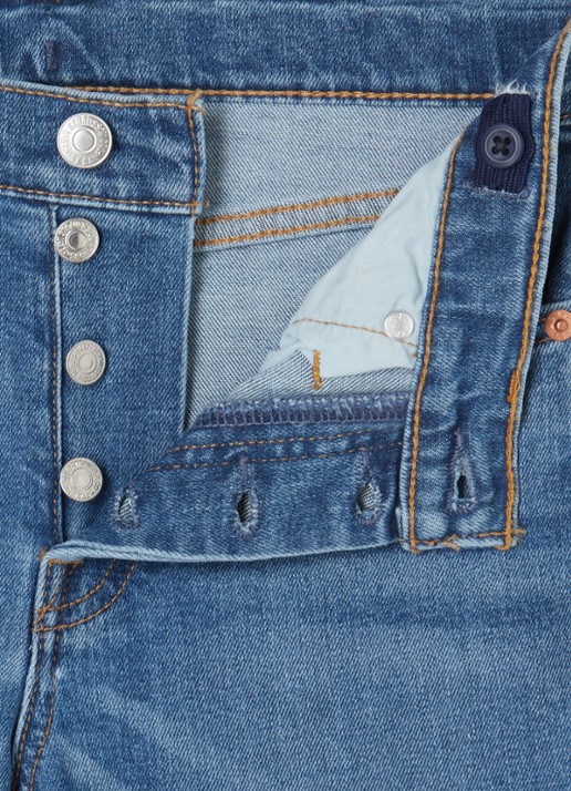 Levi's 501 slim fit jeans met stretch - detail indigo