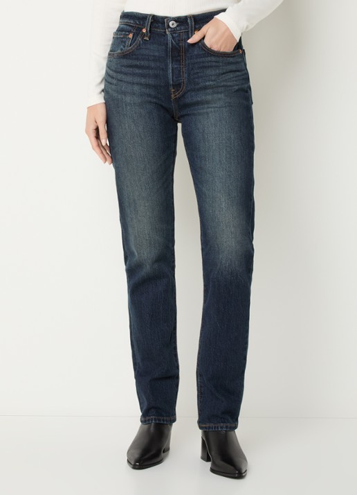 Levi's 501 straight fit jeans met donkere wassing