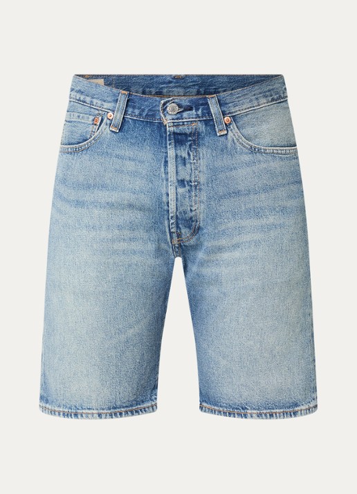 Levi's 501 Straight fit korte broek van denim - voorkant 2 indigo
