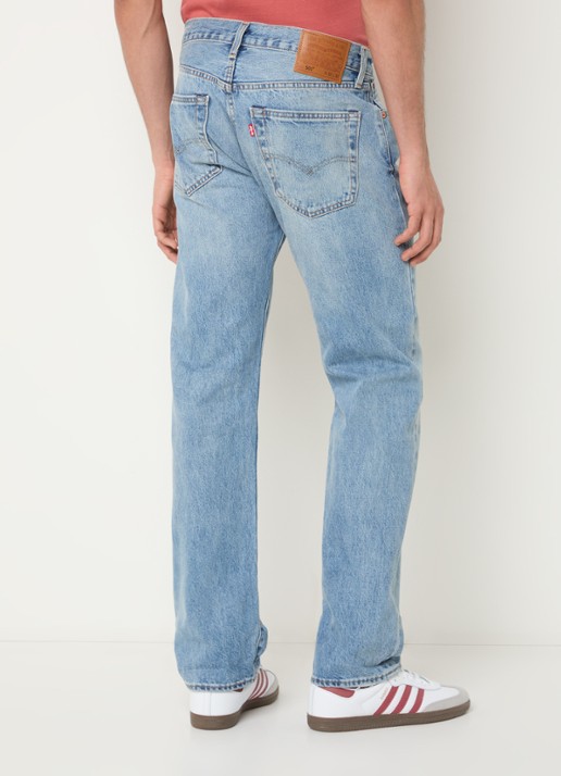 Levi's 501 straight leg jeans met lichte wassing - achterkant 3 indigo